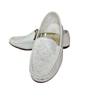 Rongen white embroidered vegan loafers Size 42